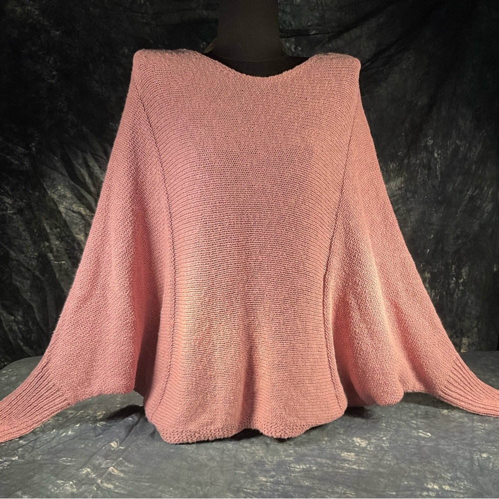 Shrinking Violet Pink Shrug Sweater with Flowing Design